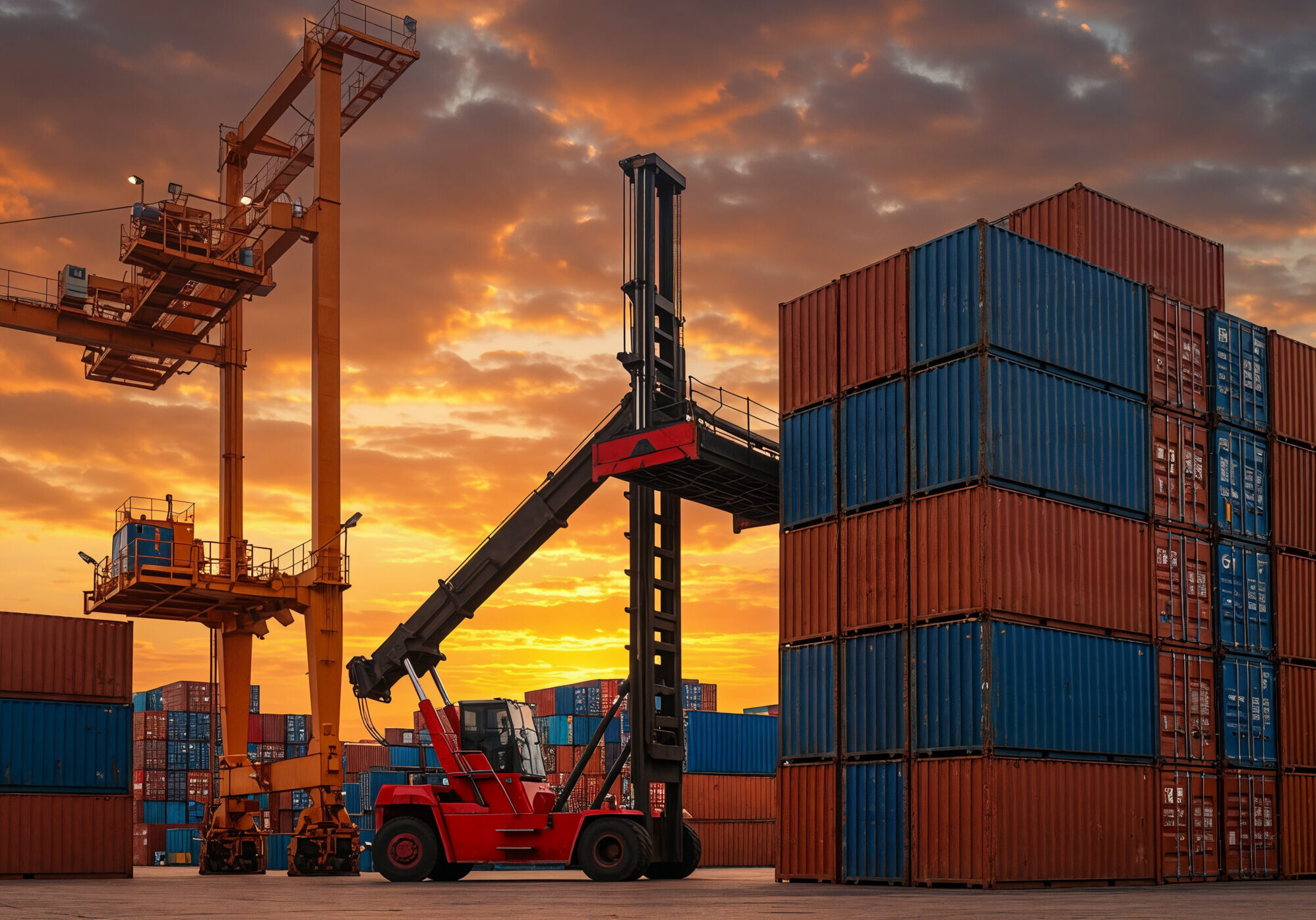 shipping-containers-cargo-port-sunset